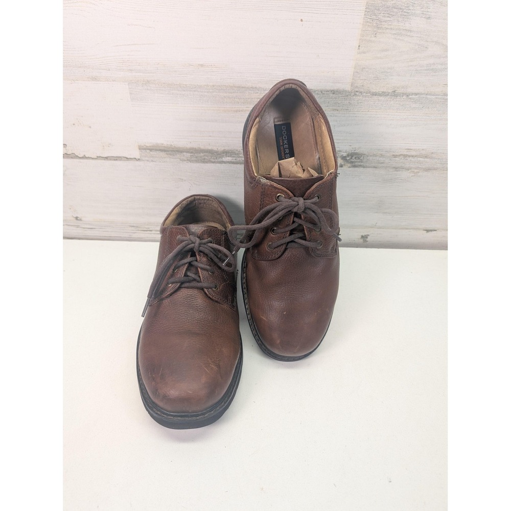 Dockers Shoes Mens Size 12W Brown Leather Lace Up Casual Sneakers‎ 90-3902